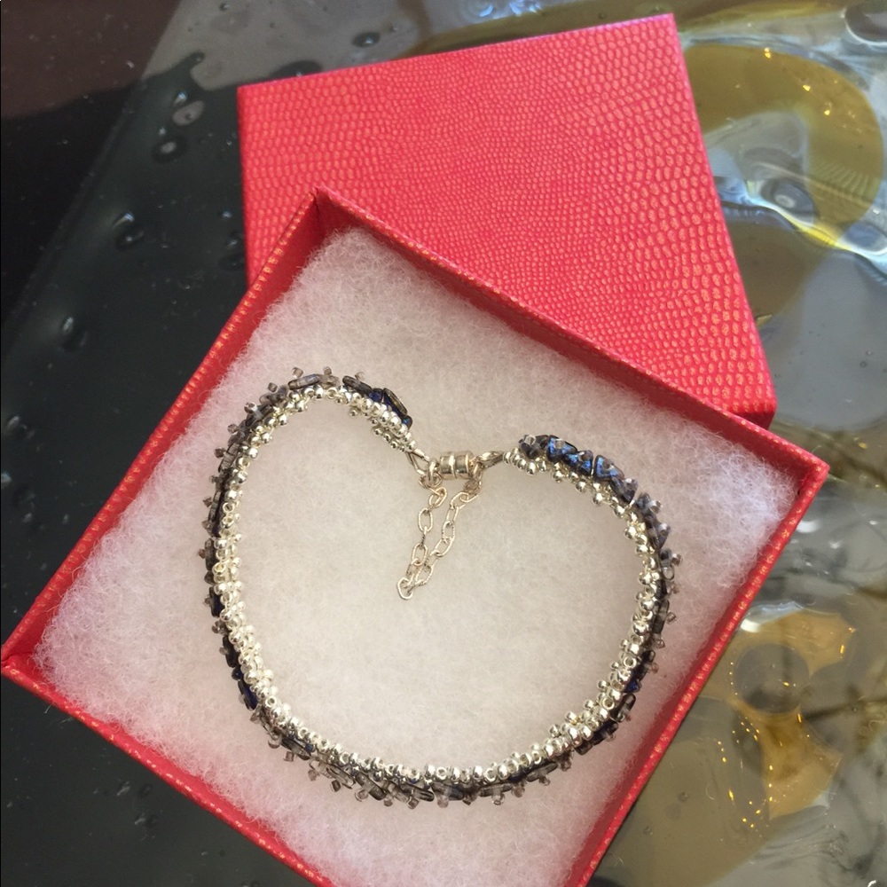 SJC Blue Glass Bracelet w/.925 Mag Clasp